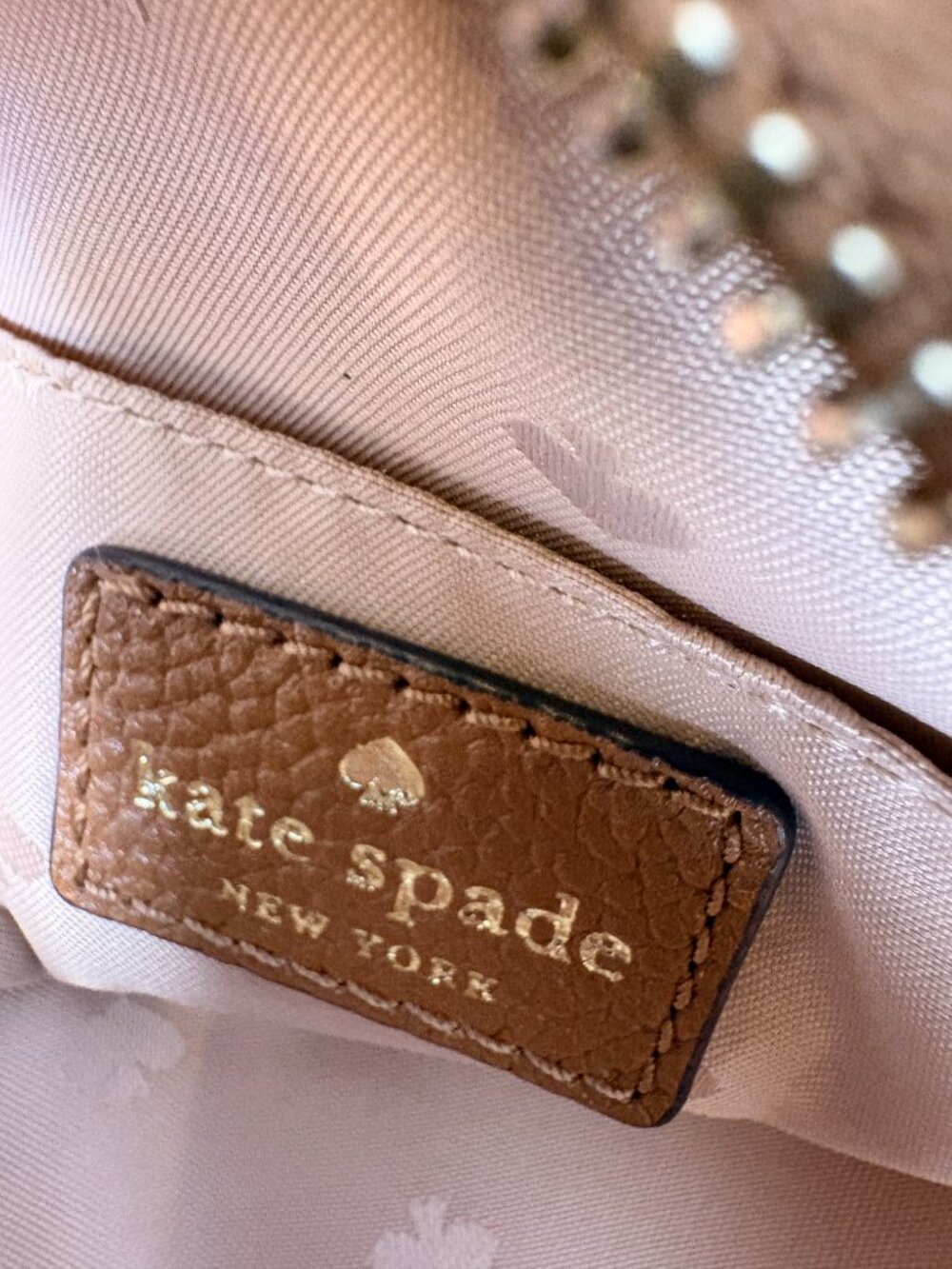 Kate Spade | Pebbled Leather Dome Crossbody Bag | Tan | Double Zip | Medium - Picture 5 of 14